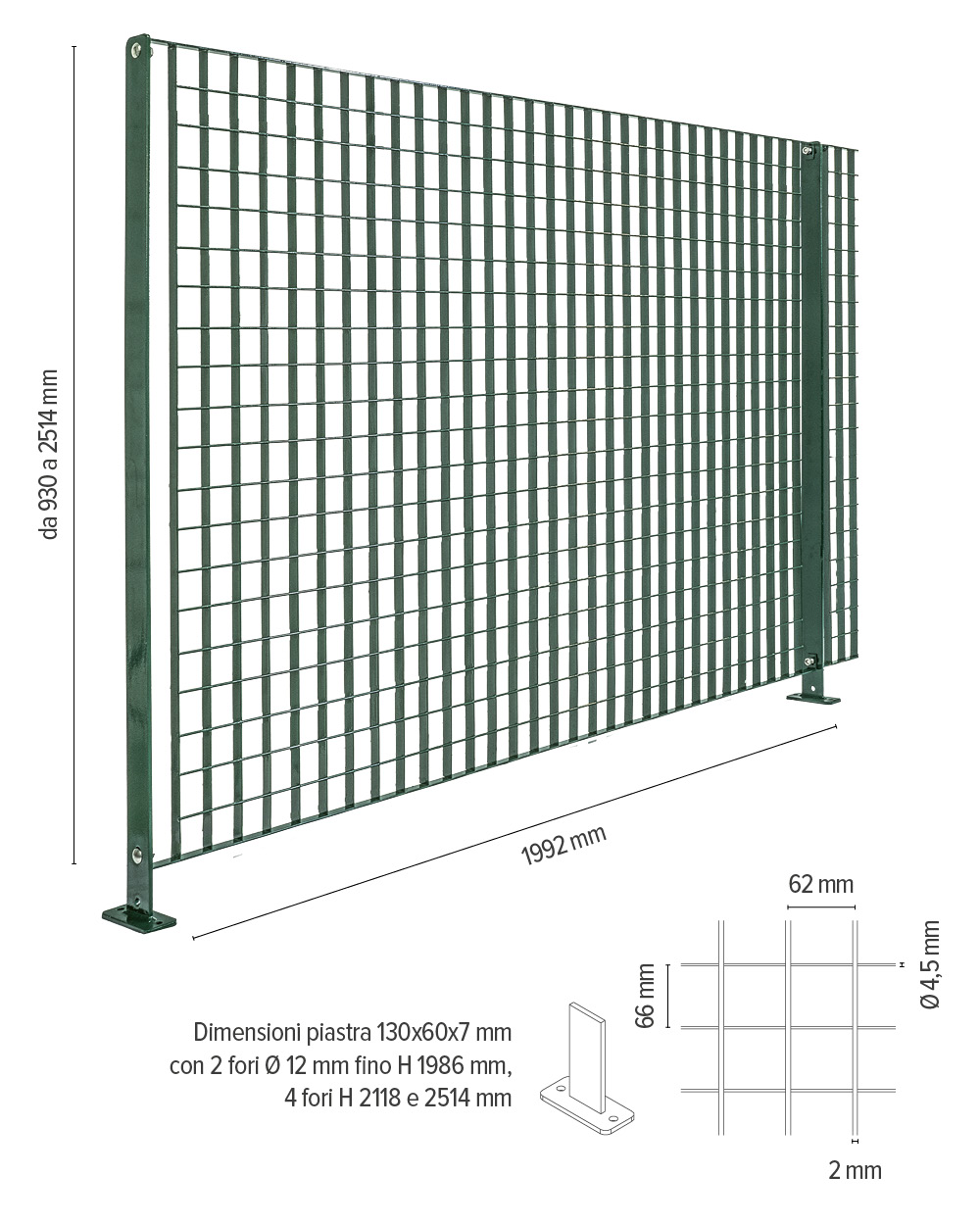 Pleione - info tecniche recinzione in grigliato