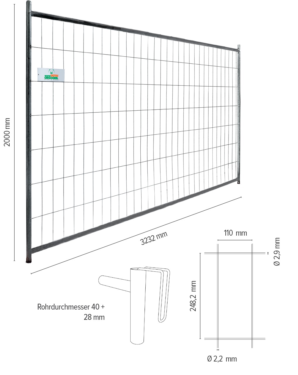 Defender HD PLUS - Technische Details mobile drahtgitterzäune