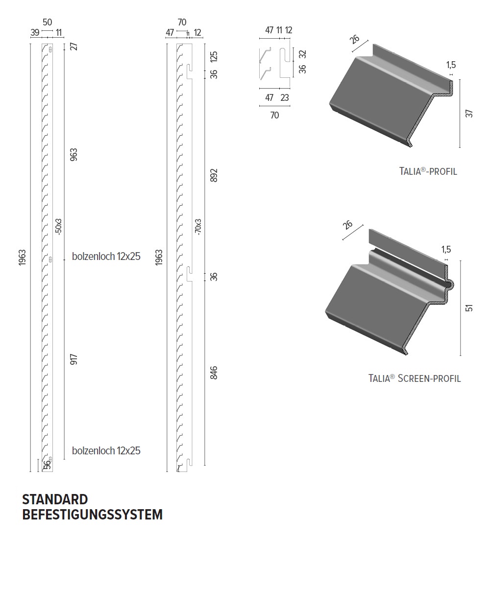 Talia® / Screen / TaliAlive - Technische Details Fassadenverkleidungen 