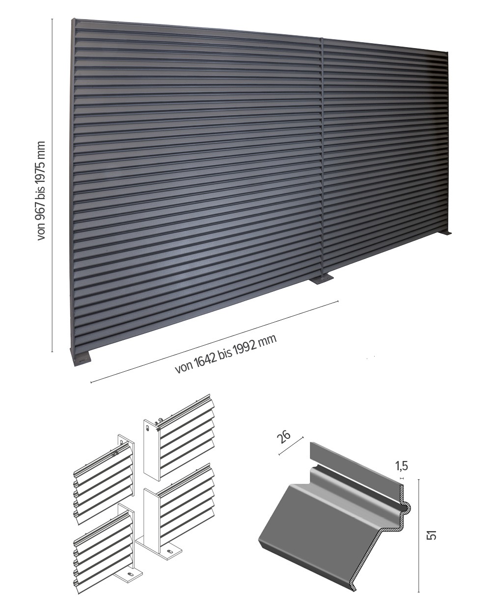 Talia Ventus Screen - Technische Details Lamellenzäune